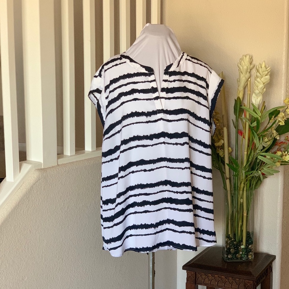 Hilary Radley Navy & White Top